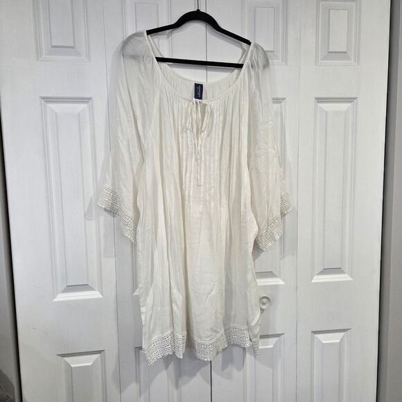 NWT Swimsuits For All Plus Size 22/24 White Crochet Swim Cover-Up - Picture 1 of 6